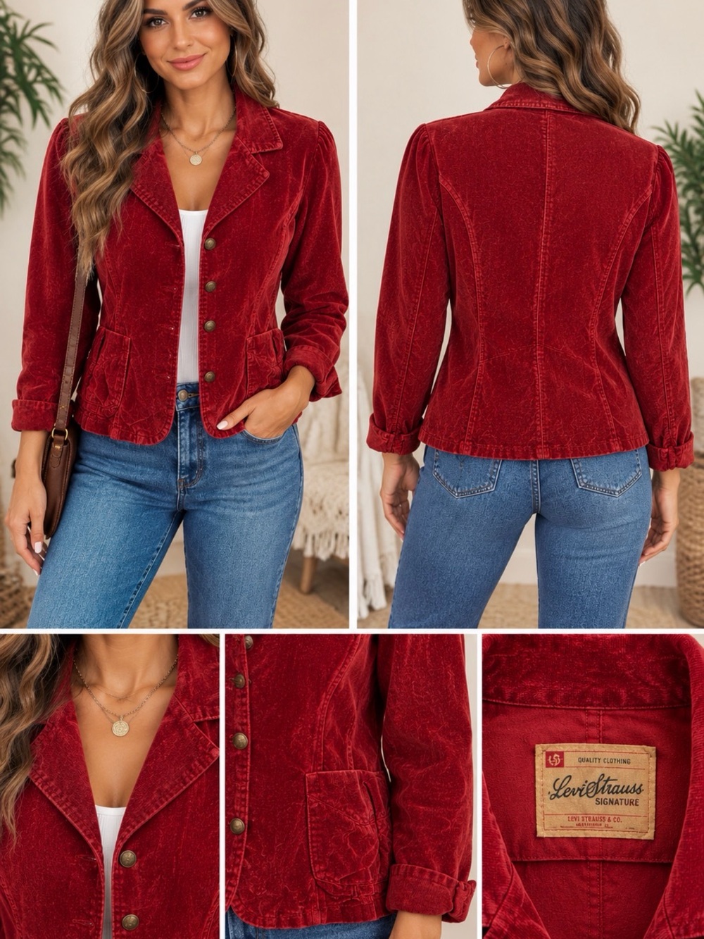 Levi's Deep Red Corduroy Blazer Jacket